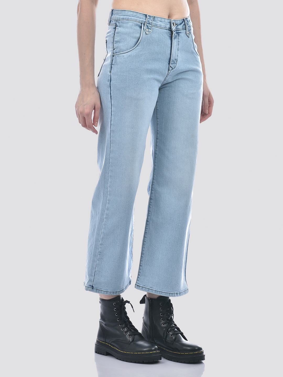 Numero Uno Women Washed Blue Wide Leg Sustainable Jeans